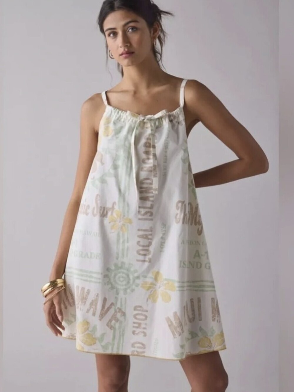 NWT BDG by Urban Outfitters Tie Front Maui Surfer Print Mini Dress